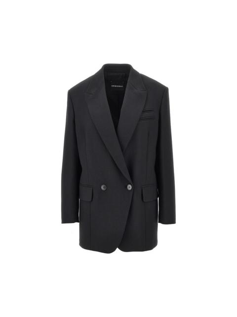 EMPORIO ARMANI WOOL-BLEND OVERSIZED DOUBLE-BREASTED JACKET