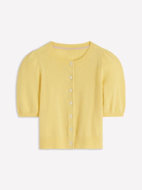 BODEN Cropped Cashmere Cardigan-Sandstone Yellow