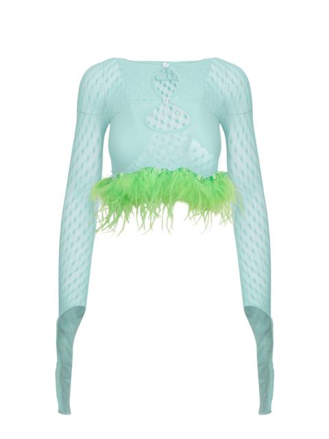 POSTER GIRL FEATHER MIRA TOP SOFT TURQUOISE