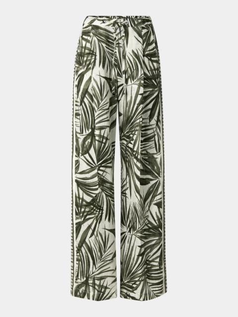 BOGNER Linen trousers Gina in Olive green/cream