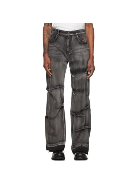 We11done Black Multi-Tuck Denim Jeans