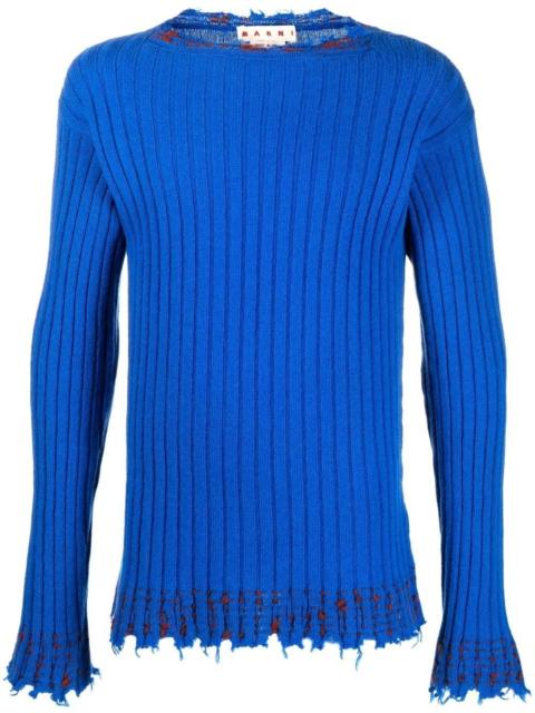 Marni ribbed frayed-hem jumper