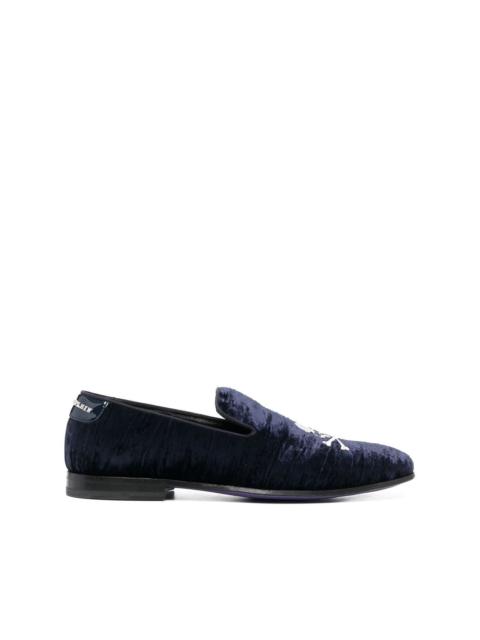 PHILIPP PLEIN Skull Bones velvet loafers