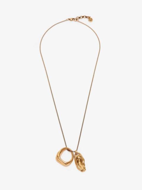 Alexander McQueen Molten Long Necklace in Antique Gold