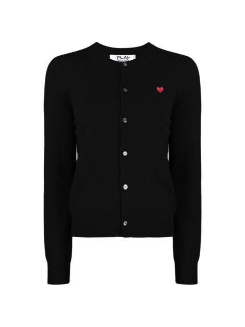 logo-patch buttoned-up cardigan