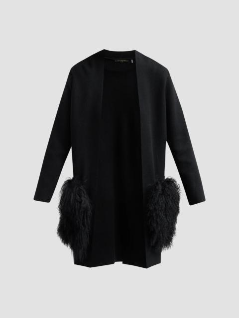 KOBI HALPERIN Women's Cori Shearling-Trim Wool-Blend Cardigan - Black