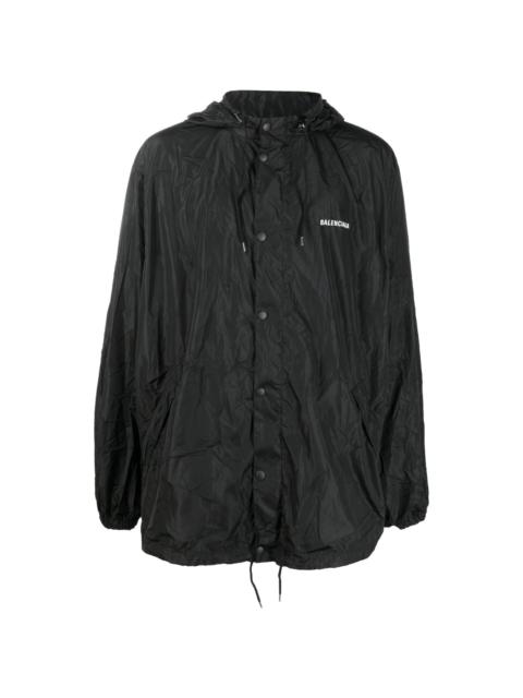 logo-print hooded raincoat jacket
