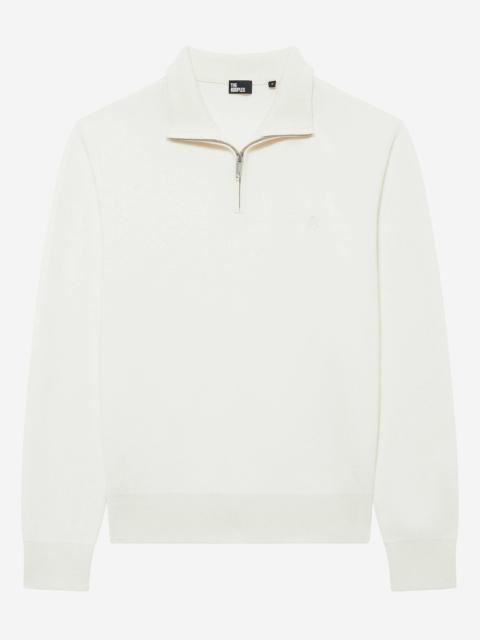 The Kooples DOUBLE-FACED ECRU WOOL TRUCKER-NECK SWEATER