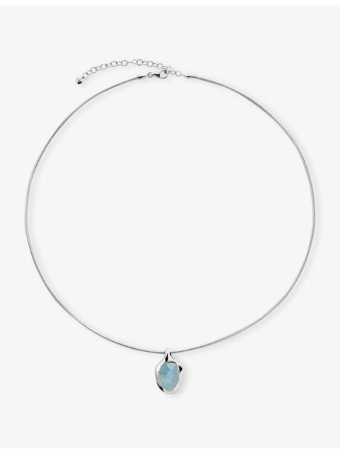 MONICA VINADER Odyssey Gemstone Pebbled Sterling Silver And Aquamarine Chain Necklace