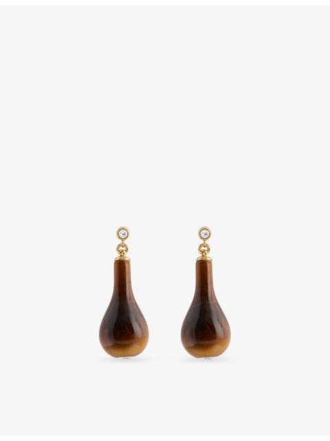 TOTEME Tiger's Eye Swarovski®-Crystal Brass Drop Earrings