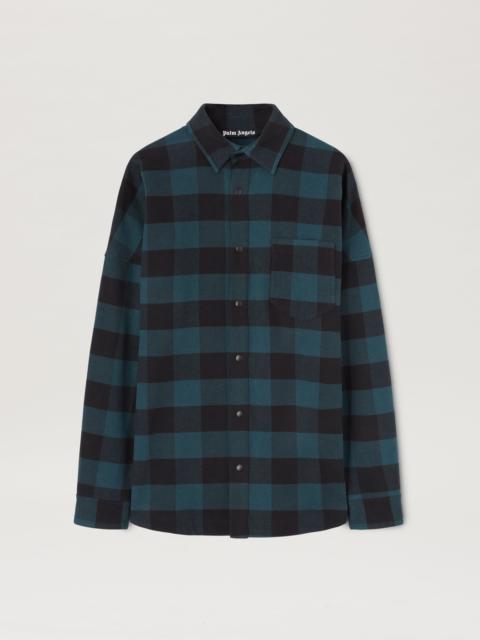 logo-print checked shirt