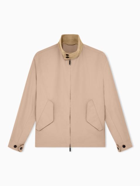 EMPORIO ARMANI REGULAR FIT BLOUSON JACKET IN PLAIN FABRIC WITH COTTON