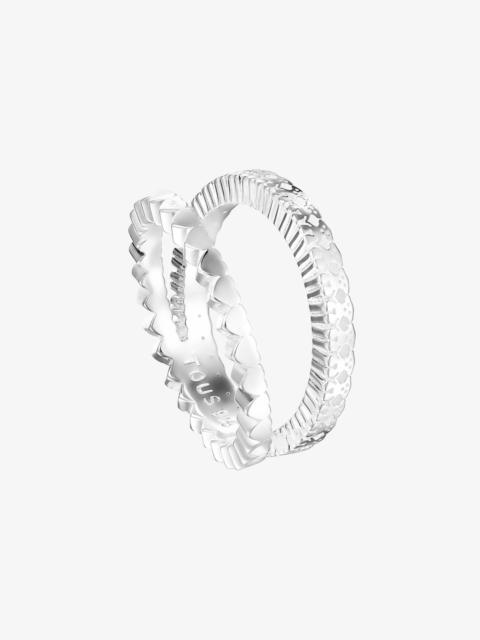 TOUS Silver TOUS Straight crossed Ring 1cm