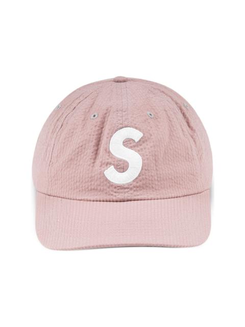 logo-embroidered seersucker baseball cap