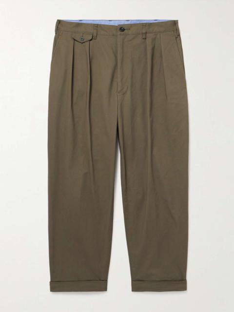 【ラッピング不可】 BEAMS PLUS Tapered Cropped Pleated Cotton-Blend Twill パンツ