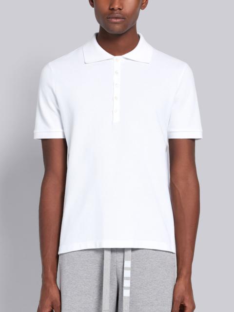 White Classic Cotton Pique Side Insert 4-Bar Polo