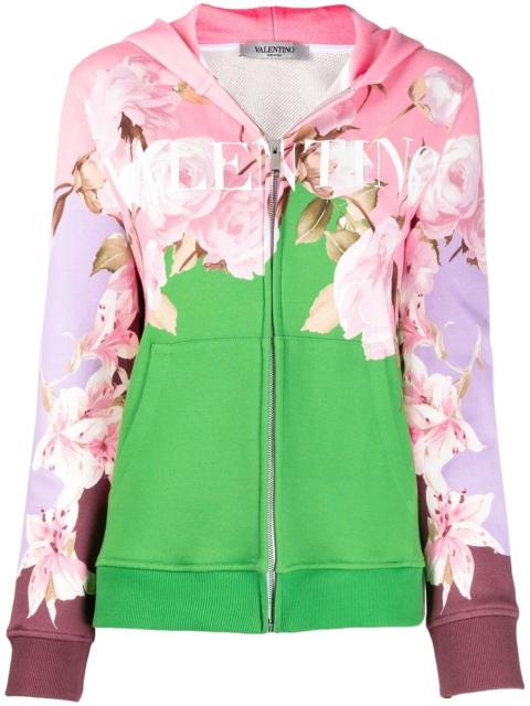 Valentino floral logo-print zip-up hoodie