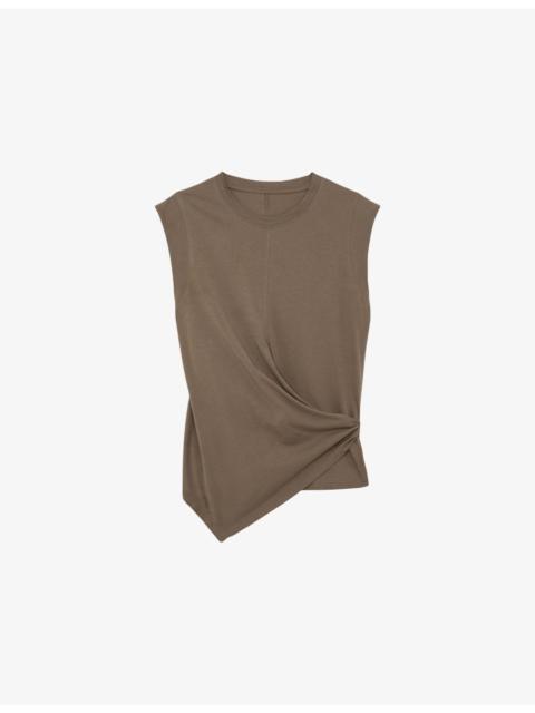 REISS Tia Drape Cap-Sleeve Cotton T-Shirt