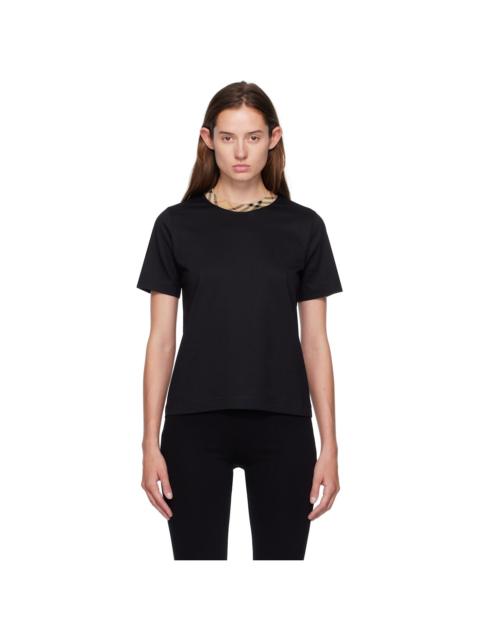 Black Check Trim Cotton T-shirt