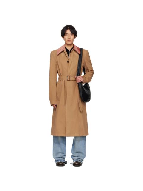 Alexander McQueen Tan Stacked Shoulder Trench Coat