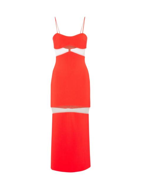 David Koma Cady and mesh midi dress