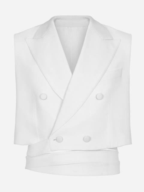 Dolce & Gabbana Belted cropped double-breasted wool waistcoat