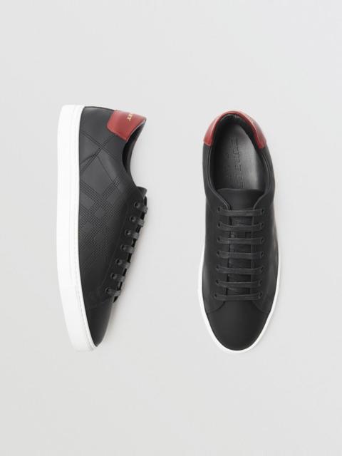 Perforated Check Leather Sneakers