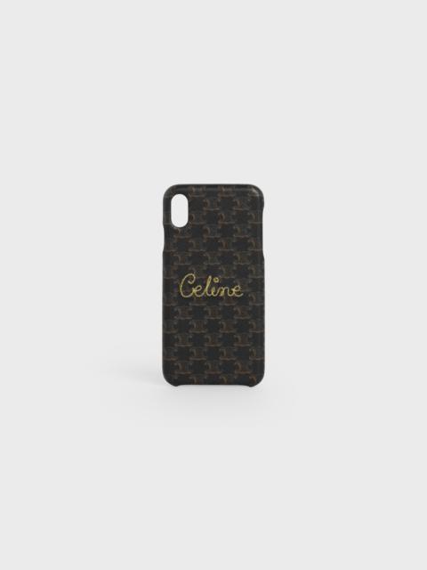CELINE IPHONE XS MAX CASE IN LAMBSKIN WITH TRIOMPHE CANVAS PRINT AND EMBROIDERED CELINE