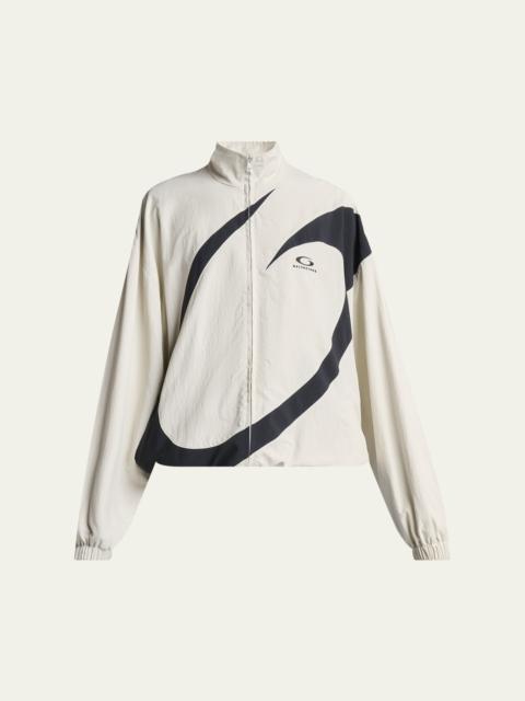 BALENCIAGA Men's Nylon Circle Logo Track Jacket