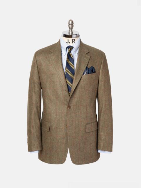 J. PRESS MADE-IN-CANADA OLIVE & RUST HERRINGBONE WINDOWPANE SILK SPORT COAT