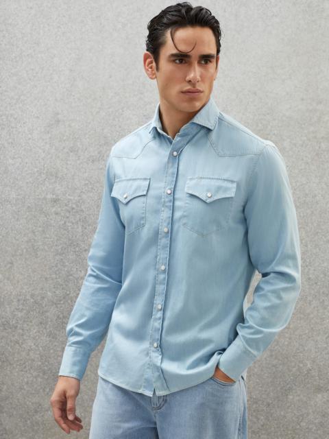 Lightweight denim easy fit western shirt