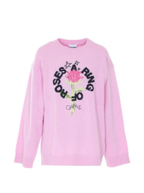GANNI Ring of Roses crew-neck sweater