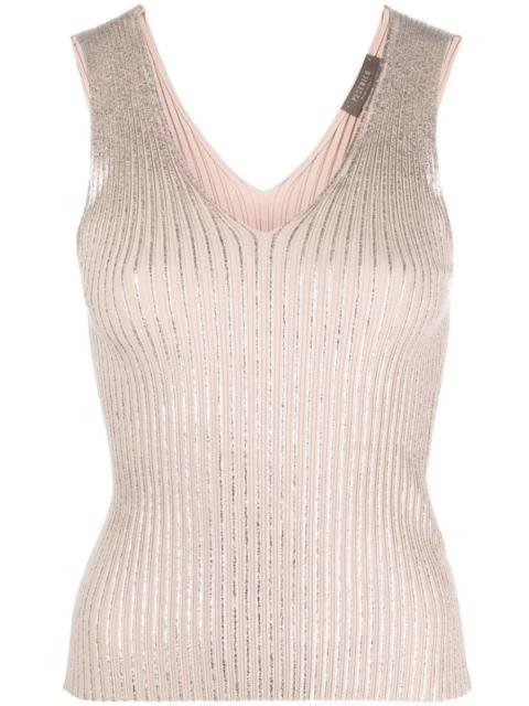 PESERICO ribbed-knit V-neck top