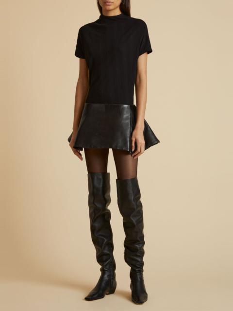 KHAITE The Ralfa Skirt in Black Leather