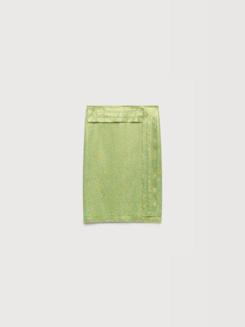 Marni GREEN SILK CLOQUÉ MIDI SKIRT WITH PANEL DETAIL