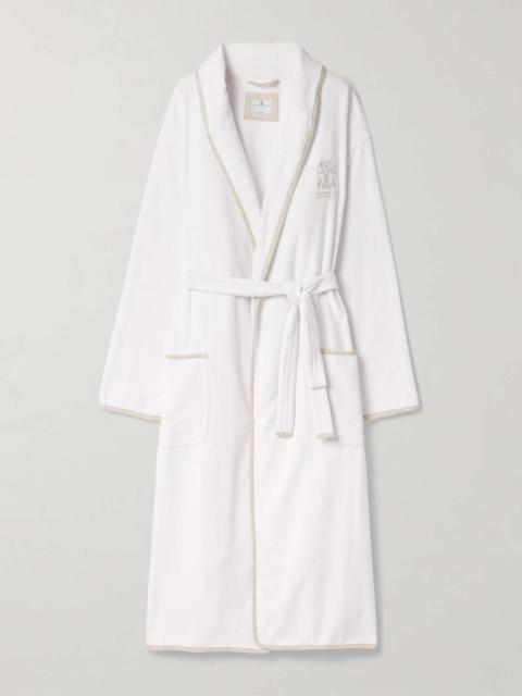 Brunello Cucinelli Embroidered linen-trimmed cotton-terry robe