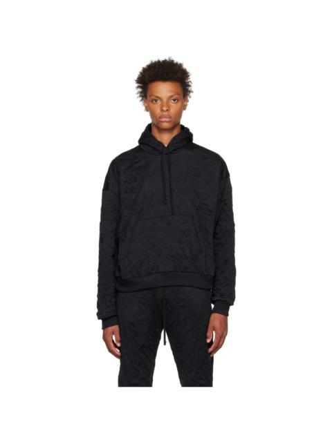 John Elliott Black Crinkled Hoodie