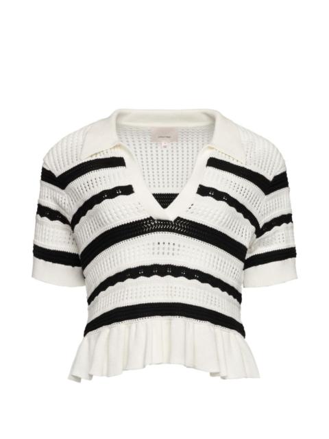 Cinq à Sept Elvire striped-ruffled sweater
