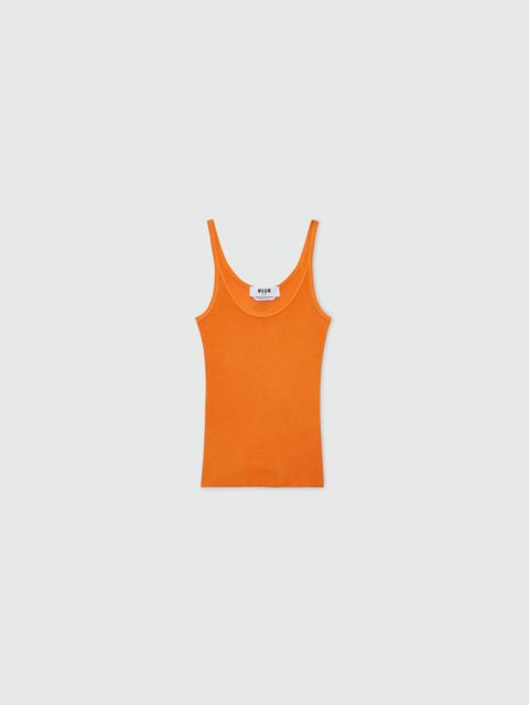 MSGM Orange ribbed viscose top