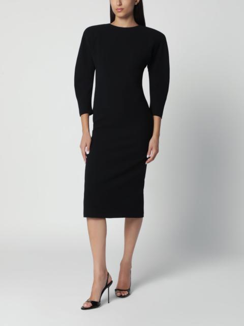 THE ANDAMANE Black midi dress with rounded shoulders