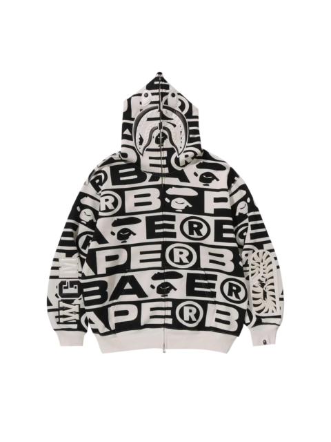 BAPE Lux Sport Pattern Shark Full Zip Hoodie 'Ivory'