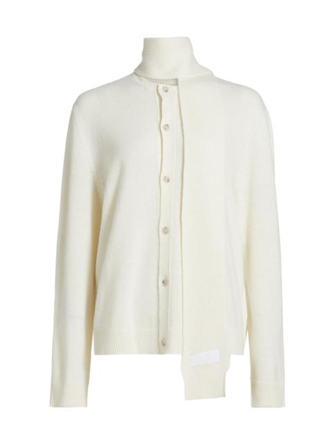 MM6 Maison Margiela Women's Tieneck Virgin Wool-Blend Cardigan - Off White