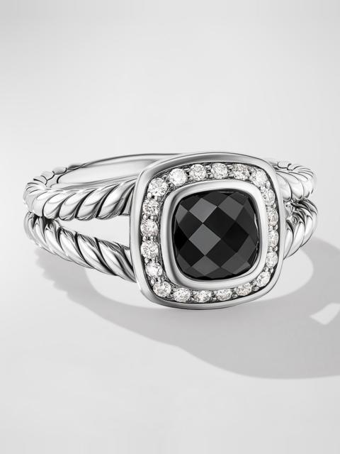 Petite Albion Ring with Gemstone and Diamonds in Silver, 7mm