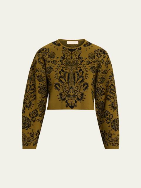 ULLA JOHNSON Elisa Jacquard Knit Crop Sweater