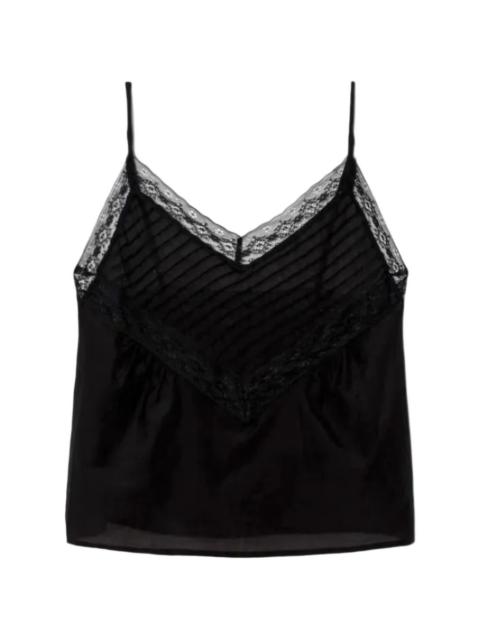 RE/DONE Sofia lace-trim pintuck camisole
