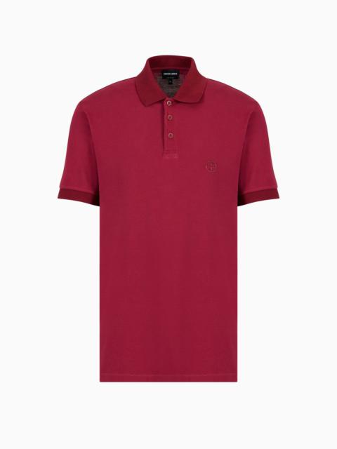 Stretch cotton piqué polo shirt