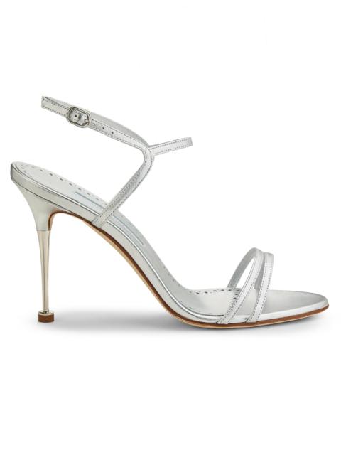Manolo Blahnik Women's Ciaga 105MM Sculptural-Heel Leather Sandals - Sliver