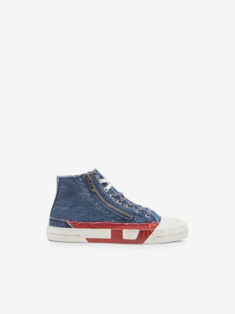 Diesel frayed denim high-top sneakers