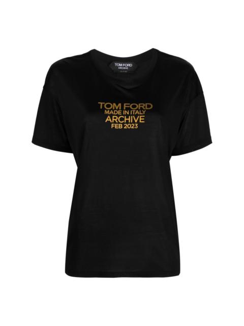 TOM FORD logo-print silk T-shirt