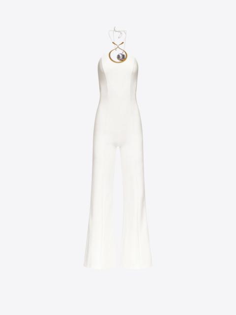 AREA CRYSTAL EYELET HALTER JUMPSUIT